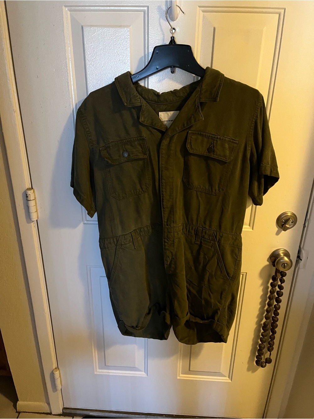 Lucky Brand Short-Sleeve Olive Utility Romper